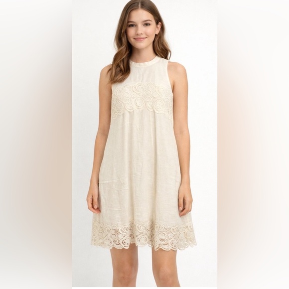 NWT RebellionAgain Medium Mini Dress Feminine Floral Lace Boho Elegant Ivory - Picture 4 of 15